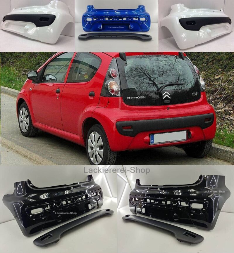 STOßSTANGE HINTEN LACKIERT IN WUNSCHFARBE inkl. Leiste NEU für Citroen C1 2005-2014