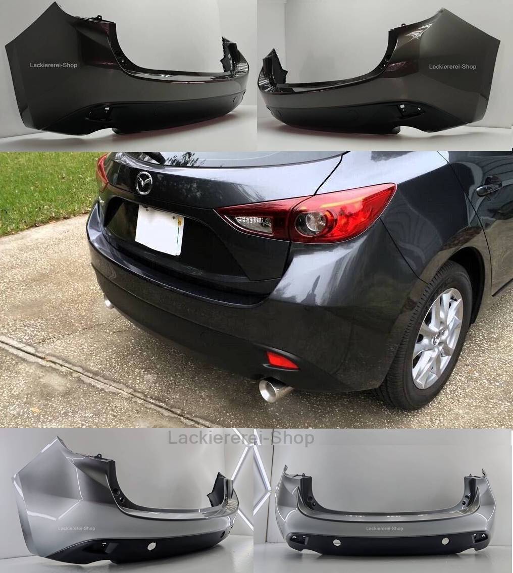 STOßSTANGE HINTEN LACKIERT IN WUNSCHFARBE NEU für Mazda 3 2013-2017 Schrägheck