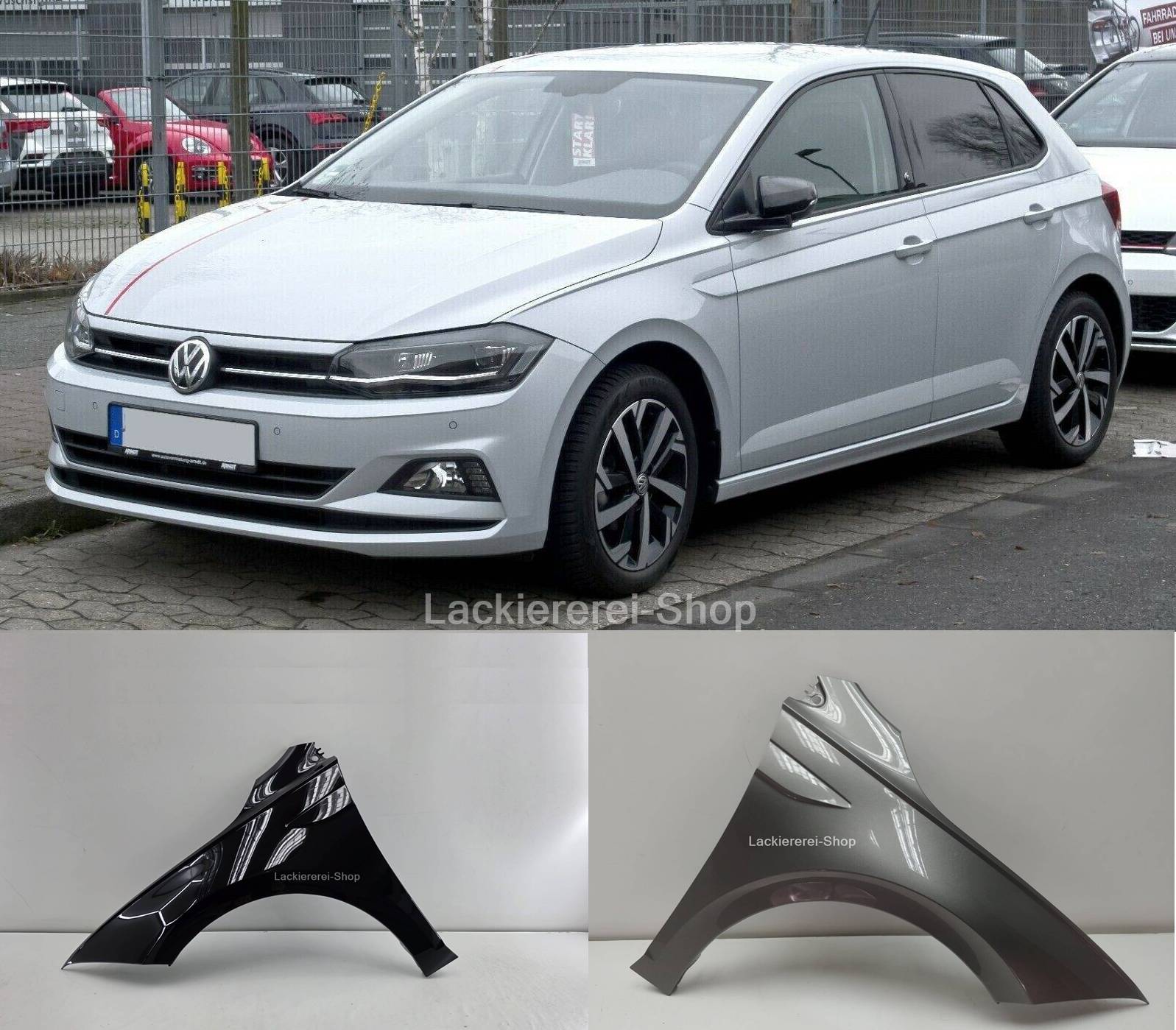 KOTFLÜGEL VORNE LACKIERT IN WUNSCHFARBE NEU für VW Polo 2017-