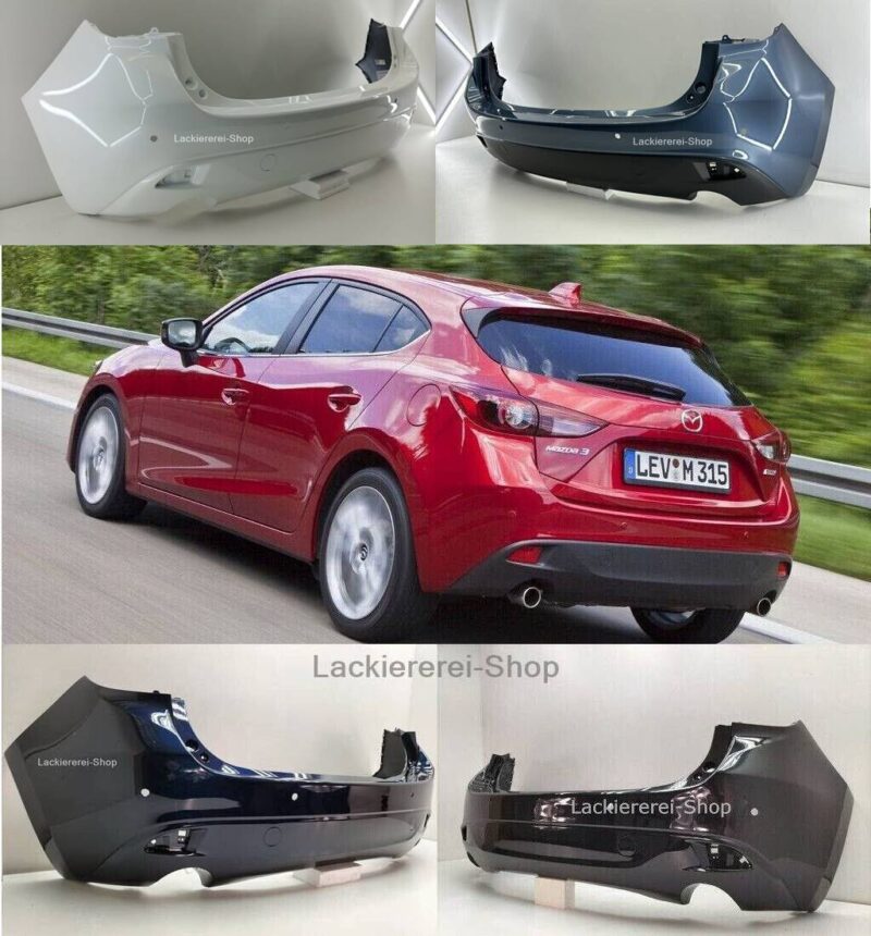 STOßSTANGE HINTEN LACKIERT IN WUNSCHFARBE NEU für Mazda 3 2013-2017 mit PDC