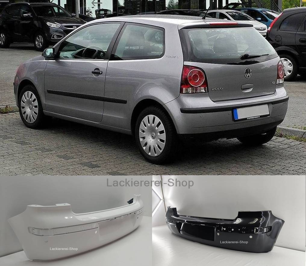 STOßSTANGE HINTEN LACKIERT IN WUNSCHFARBE NEU für VW Polo 9N/9N3 2001-2009 mit PDC