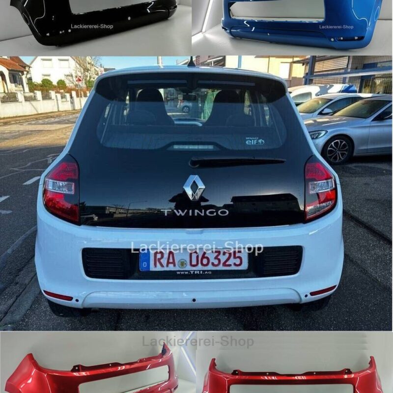 STOßSTANGE HINTEN LACKIERT IN WUNSCHFARBE NEU für Renault Twingo 2014-2019 mit PDC