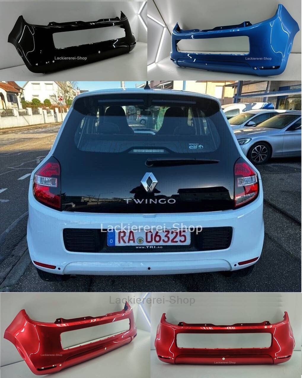 STOßSTANGE HINTEN LACKIERT IN WUNSCHFARBE NEU für Renault Twingo 2014-2019 mit PDC