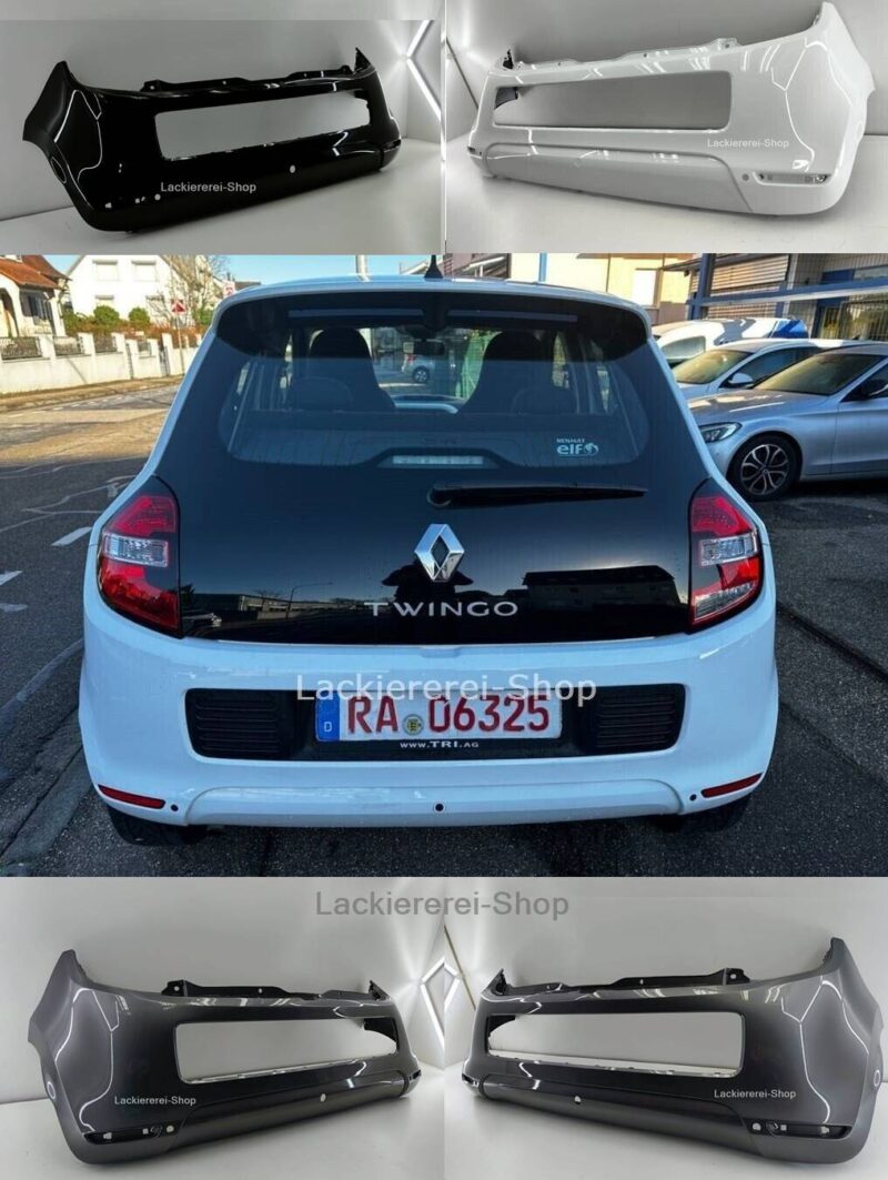 STOßSTANGE HINTEN LACKIERT IN WUNSCHFARBE NEU für Renault Twingo 2014-2019 mit PDC