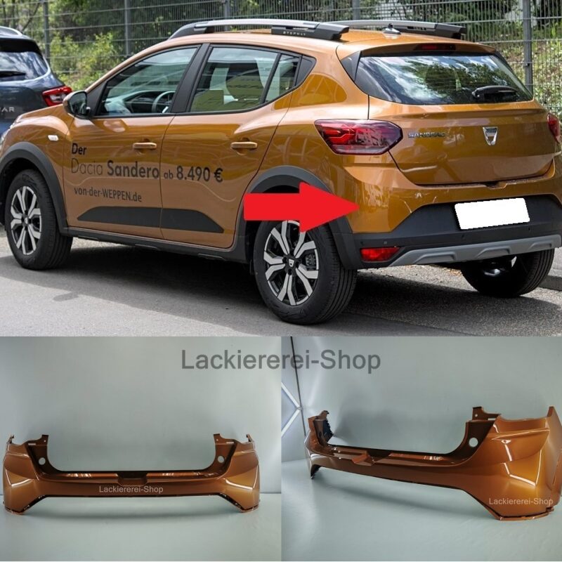 STOßSTANGE HINTEN LACKIERT IN WUNSCHFARBE NEU für Dacia Sandero Stepway 2021-