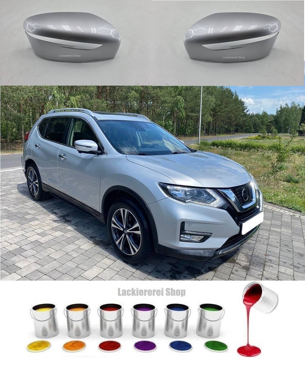 AUßENSPIEGEL KAPPE/GEHÄUSE LACKIERT IN WUNSCHFARBE NEU für Nissan X-Trail 2014-2022