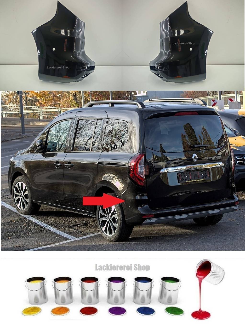 STOßSTANGE ECKE HINTEN LACKIERT IN WUNSCHFARBE NEU für Renault Kangoo 2021-