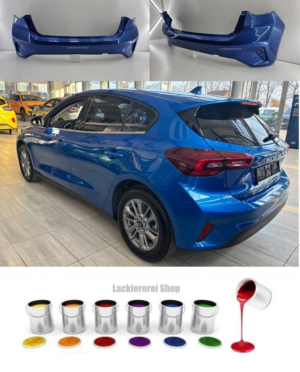 STOßSTANGE HINTEN LACKIERT IN WUNSCHFARBE NEU für Ford Focus 2018-2025 Schrägheck