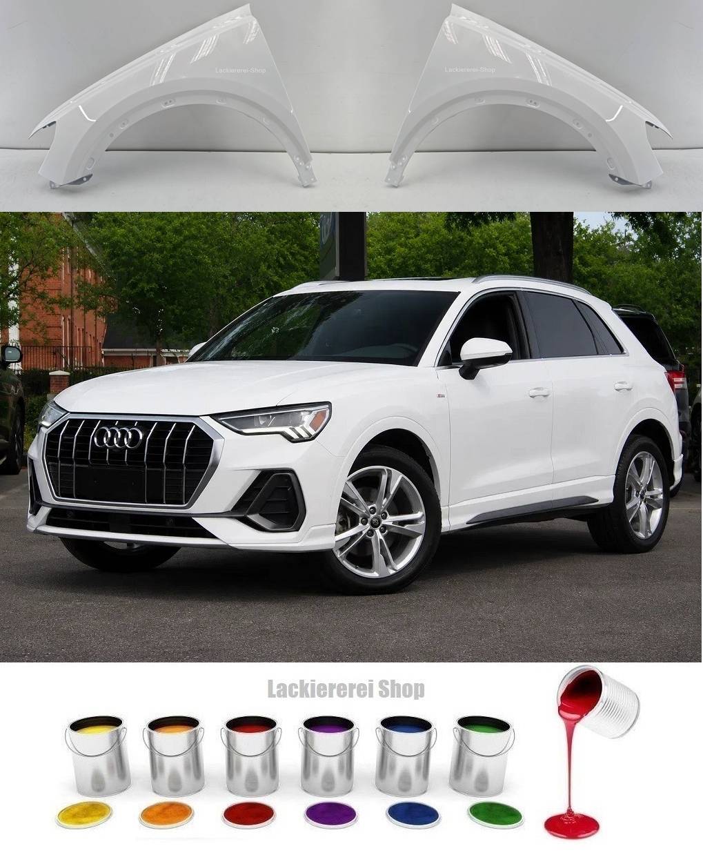 KOTFLÜGEL VORNE LACKIERT IN WUNSCHFARBE NEU passend für Audi Q3 2018-2025