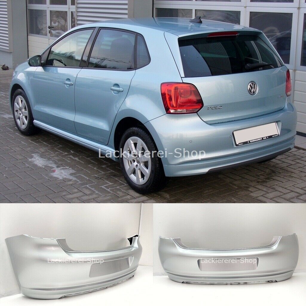 VW Polo 6R 09-14 STOßSTANGE HINTEN BLUE MOTION LACKIERT IN WUNSCHFARBE ...